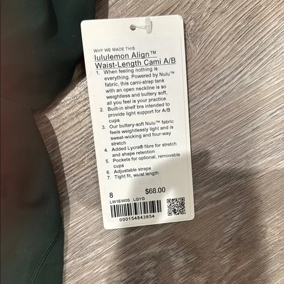 Lululemon align waist length cami a/b size 8 - Picture 2 of 3